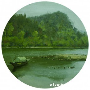 80 Yuan Yuan, Memory of Oujiang, oil on canvas, diameter 60 cm, 2011