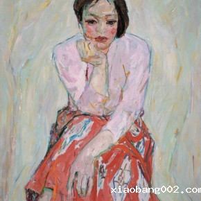 30 Luo Erchun, Portrait of A Woman with a Red Skirt, oil painting, 92 x 73 cm, 1980