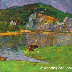 34 Luo Erchun, Egret Bay of My Hometown, oil painting, 71 x 71 cm, 2013