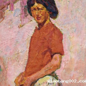 40 Luo Erchun, In Front of a Buddhist Temple, oil painting, 48 x 37.5 cm