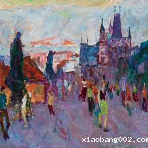 63 Luo Erchun, Charles Bridge No.2, oil painting, 47 x 49 cm, 2006