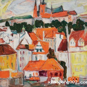 72 Luo Erchun, Landscape of Prague, oil painting, 75 x 75 cm, 2006