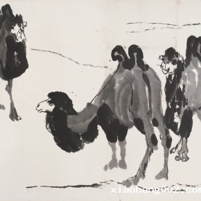 93 Luo Erchun, The Camels, Chinese painting, 77 x 107 cm, in the 1970s