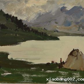 23 Luo Gongliu, Mongolian Yurt, oil on cardboard, 25 x 33 cm, 1961, collected by the family of the painter