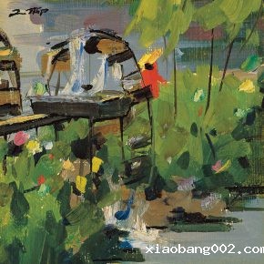 25 Luo Gongliu, The Waterwheel, oil on cardboard, 26 x 25 cm, 1960, collected by the family of the painter