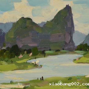 27 Luo Gongliu, On the Both Sides of the Li River, oil on cardboard, 17 x 15 cm, 1960, collected by the family of the painter