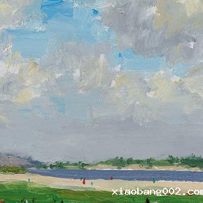 36 Luo Gongliu, Dnieper River, oil on cardboard, 10 x 17 cm, 1957, collected by the family of the painter