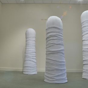 Stella Zhang, Figure 4 0-Viewpoint-1-4, mixed media, each c. 110 x 35 inches, Chinese Culture Center of San Francisco, 2010.
