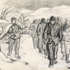 13 Wu Biduan, They Have Crossed the 38th Parallel, 23 x 30 cm, sketch on paper, 1951, in the collection of the National Art Museum of China