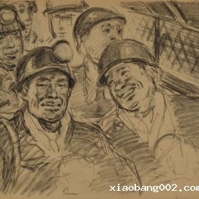 46 Wu Biduan, Take the Elevator to Go Down to the Mine, 19 x 26 cm, 1960, private collection of Wu Biduan