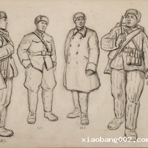 60 Wu Biduan, commanders of Chinese Volunteers, sketch on paper, 22 x 30 cm, 1951, private collection of Wu Biduan