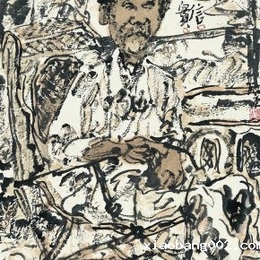 55 Zhu Zhengeng, Portrait, ink and color on paper, 34 x 46 cm, 2007