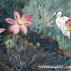 28 Zong Qixiang, The Lotus Pond with a Egret, 68.5 x 136 cm, 1953