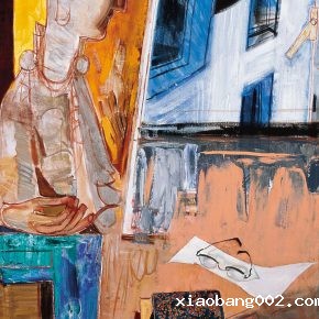 22 Dai Shihe, Under the Window of the Studio, group paintings of nine pieces, the 4th on the left, oil on canvas, 180 x 100 cm, 2017