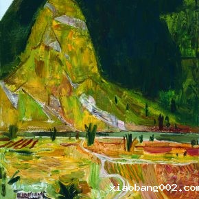 47 Dai Shihe, Encountering the Dragon River in Yangshuo Foothills, oil on canvas, 80 x 60 cm, 2013