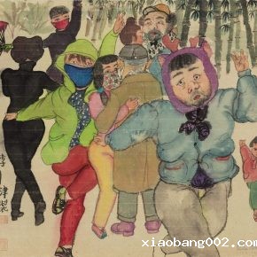 19 Li Jin, Public Fitness Figure, 43 x 38 cm, ink and color on paper, 2016